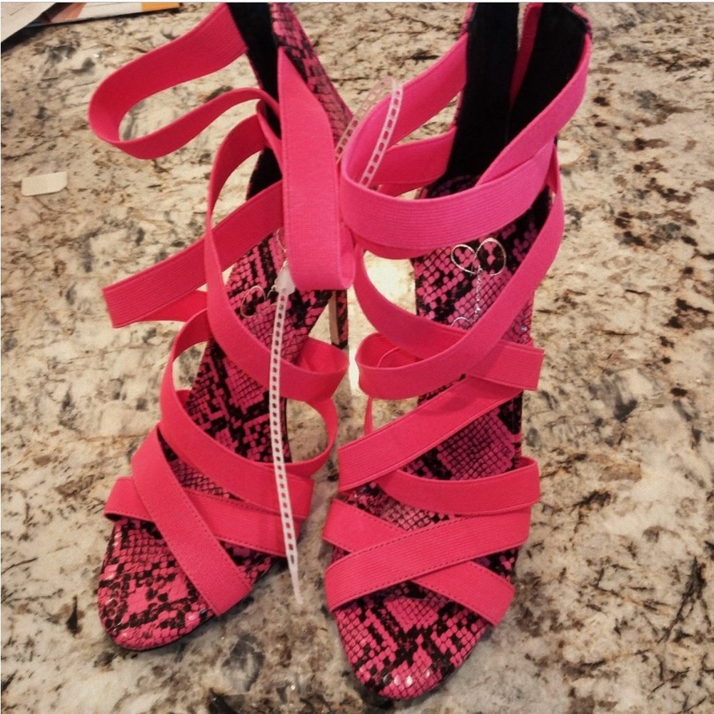 Jessica Simpson Jyra Neon Pink Snakeskin Sandal